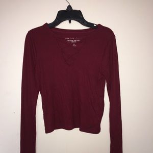 HOLLISTER V NECK LACE UP SHIRT